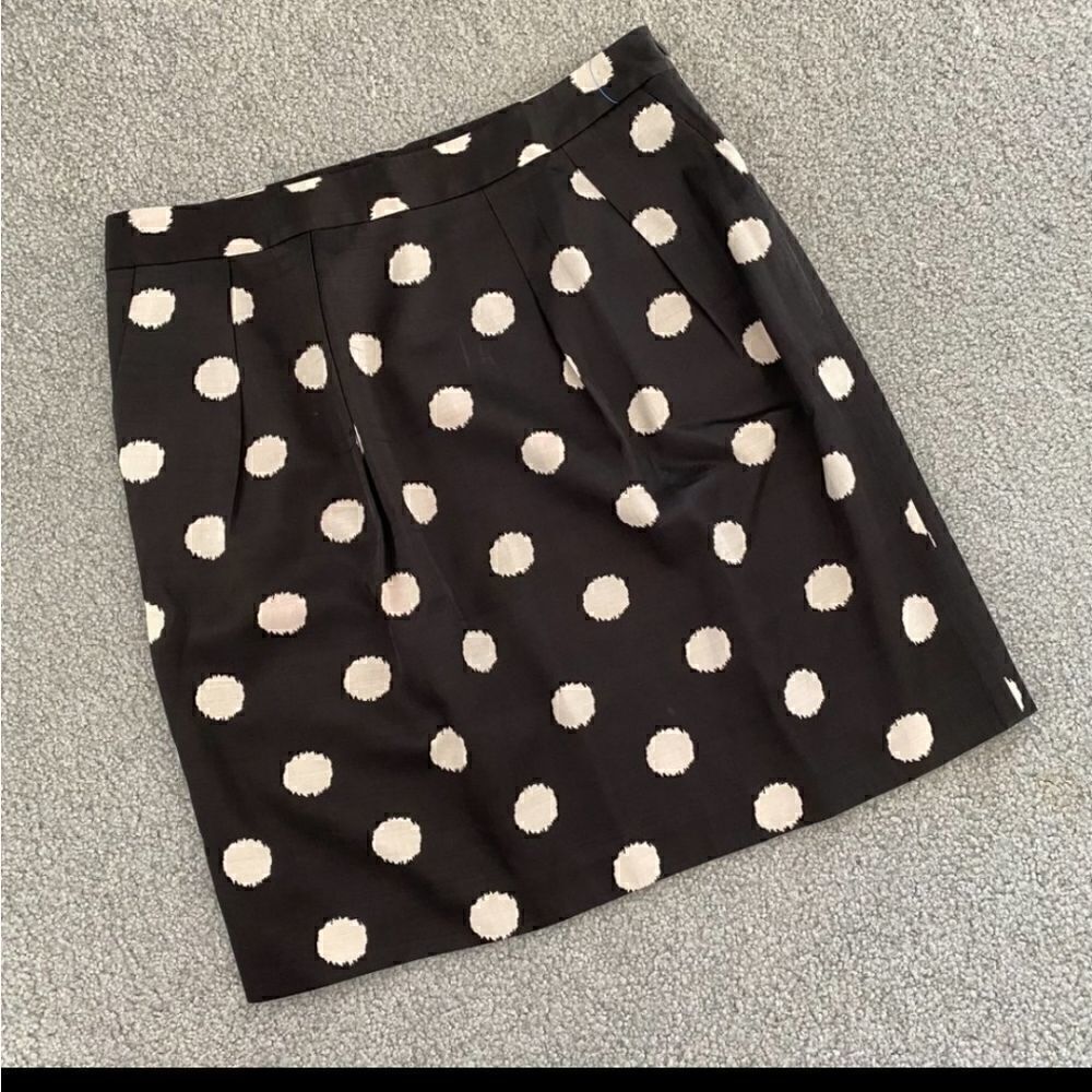 Ann Taylor LOFT Silk/Cotton Blend Skirt Pleats Polka Dots